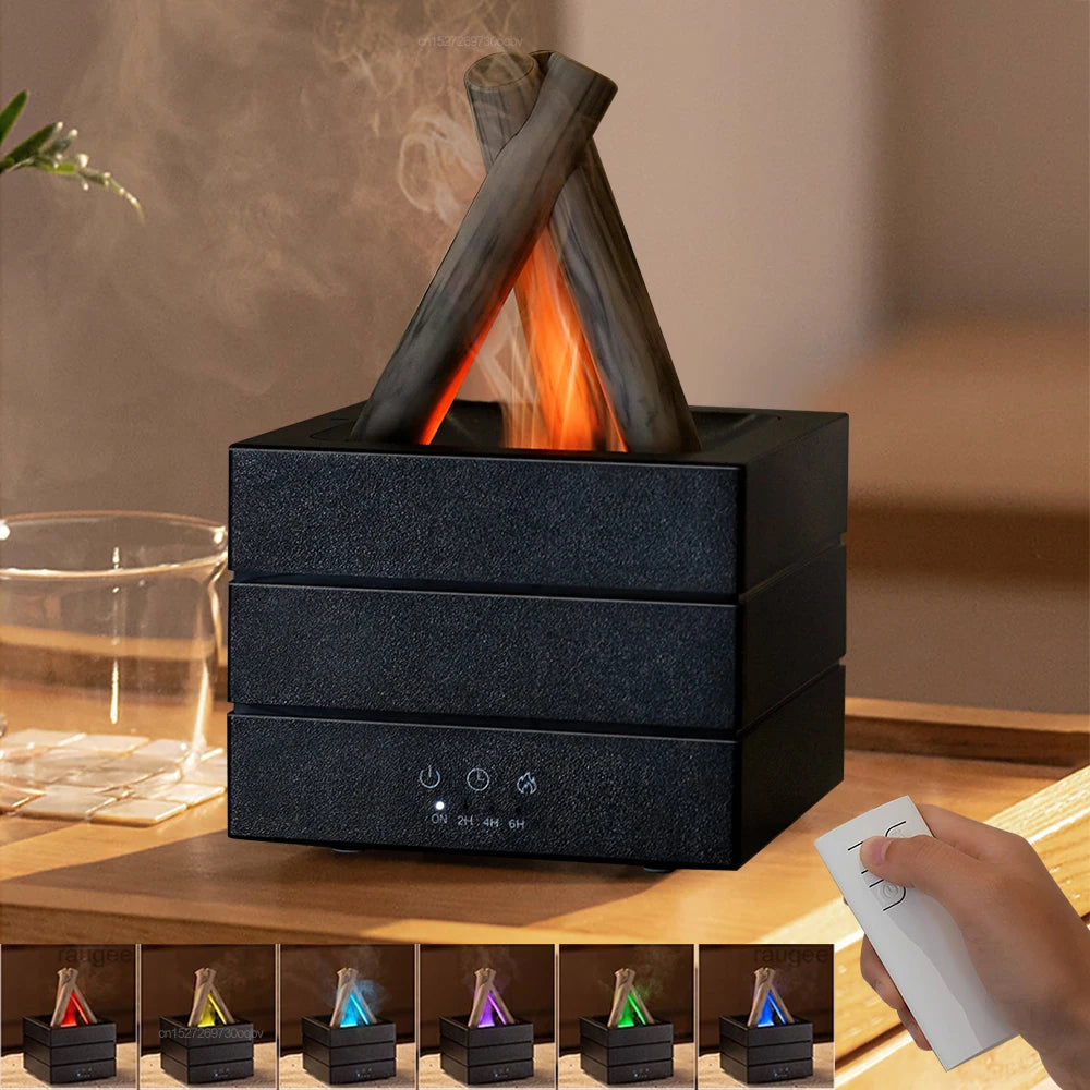 Tuzwa Flame Essential Oil Diffuser – 9.85 oz Aroma Diffuser & Humidifier with Remote, 2/4/6H Timer, LED Light & Auto Shut-Off