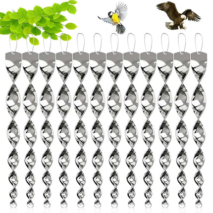 Reflective Bird Deterrent Spiral Rods, Hanging Bird Repellent Device for Garden and Balcony, Rotating Pigeon Deterrent