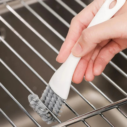 V Shaped Barbecue Grill Brush with Scraper, 2 in 1 BBQ Grate Cleaner with 360 Degree Rounded Bristles, PP and Iron Grilling Tool