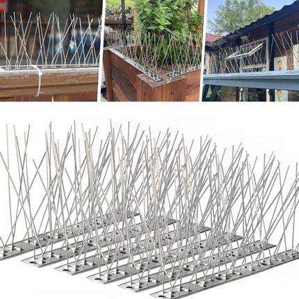 Outdoor Stainless Steel Bird Spikes, Bird Deterrent Spikes for Fence and Roof, Pigeon Spikes for Ledges