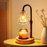 Tuzwa Candle Warmer Lamp – Dimmable Flower Wax Warmer with 2/4/8H Timer, Adjustable Height & Wooden Base for Jar Candles