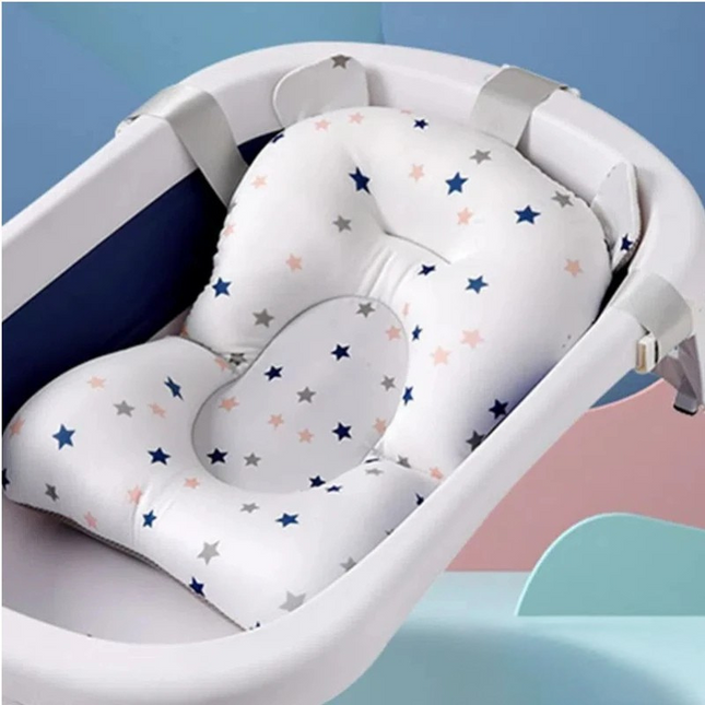 Baby Bath Seat Cushioned, Newborn Bath Seat with Pillow Wedge and 3 Buckle Straps, Non Slip Infant Bathtub Seat