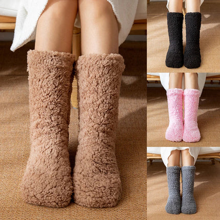 Winter Plush Indoor Warm Socks for Women and Men, Thick Fuzzy Acrylic Thermal Sleep Socks for Home