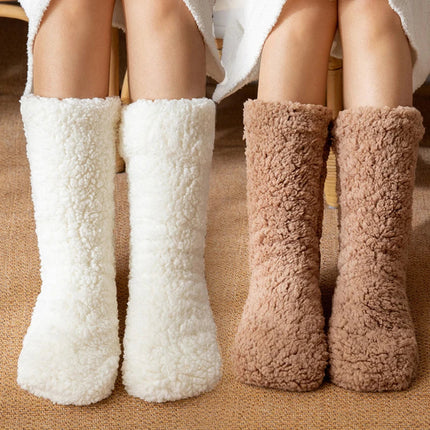 Cashmere Thermal Tube Socks, Knee High Socks for Winter, Warm Socks with Non Slip Sole