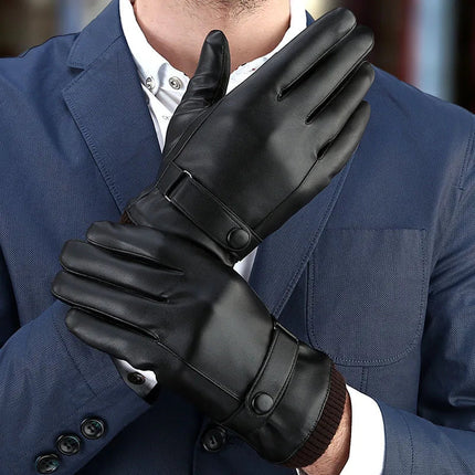 Winter Gloves for Men, Touch Screen Driving Gloves with Windproof Synthetic Leather and Warm Lining for Commuting – image 4