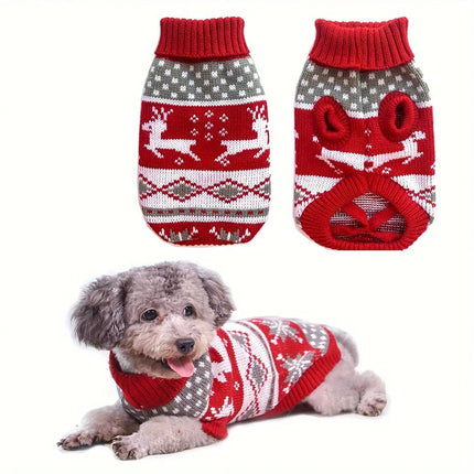 Dog Sweaters, Knitted Dog Christmas Sweater for Small Pets, Dog Clothes for Holiday Photos, Warm Pet Clothing