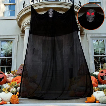 Outdoor Halloween Decorations, Hanging Halloween Ghost with Skeleton Mask and Glowing Eyes – image 4