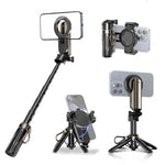 Tuzwa Magnetic Selfie Stick Tripod – N52 Phone Mount with Wireless Remote, 360° Rotation, 225° Tilt, 4-Leg Tripod & Cold Shoe Mount