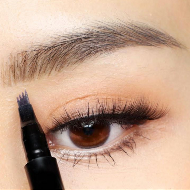 Eyebrow Pen with 4 Fine Tips, Smudge Proof Microblading Brow Pen, Waterproof Eyebrow Pencil for Sparse Brows