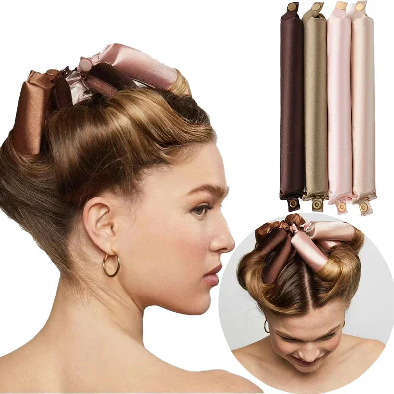 Tuzwa Heatless Hair Curler – Vegan Satin Overnight Curling Rod with Soft Foam Core for No-Heat Curls & Waves, 25cm