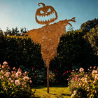 Halloween Yard Stake, Scary Pumpkin Scarecrow for Outdoor Halloween Decoration, Metal Pumpkin Decor for Fall Porch