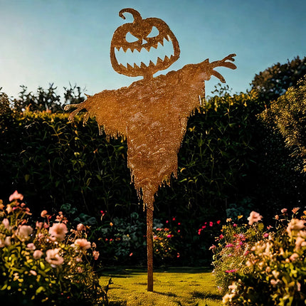 Halloween Yard Stake, Scary Pumpkin Scarecrow for Outdoor Halloween Decoration, Metal Pumpkin Decor for Fall Porch