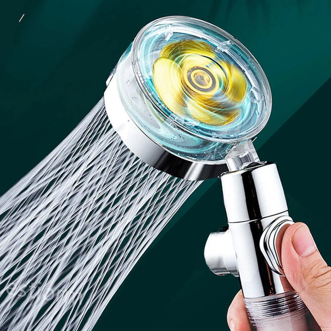 Shower Head with Turbo Propeller, High Pressure Shower Head Handheld with 360 Degree Spin, Water Saving Rain Shower Head