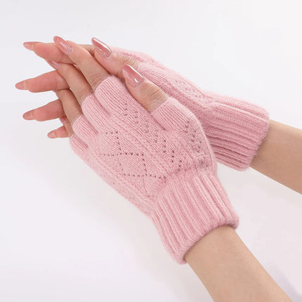 Hand Warmers for Women, Fingerless Gloves for Winter, Soft Knit Gloves, Touchscreen Winter Gloves with Ribbed Cuffs