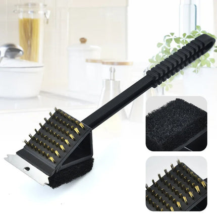Barbecue Grill Brush with Scraper and Sponge, 3 in 1 Grill Cleaning Brush with Steel Bristles – image 4