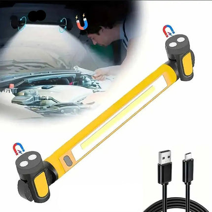 Rechargeable LED Work Light with Magnetic Base and Hooks, Cordless Work Light with Red Flash Mode, Under Hood Light