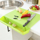 Cutting Board with Tray, 2 in 1 Plastic Cutting Board with Bag Holder, Kitchen Chopping Board for Vegetables and Meat
