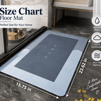 Bath Mat, Highly Absorbent Non Slip Floor Mat, Nappa Leather Kitchen Mat for Bathroom, Entrance and Sink