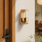 Wind Chimes for Door, Wooden Wind Chime Door Bell with Brass Finish Tubes, Magnetic No Drill Front Door Decor