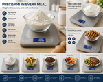 Tuzwa Digital Kitchen Scale with Stainless Steel Surface | Precision Food Scale for Cooking, Baking & Meal Prep