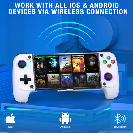 Wireless mobile gaming controller for iPhone and Android, Bluetooth phone gamepad with Hall Effect joysticks