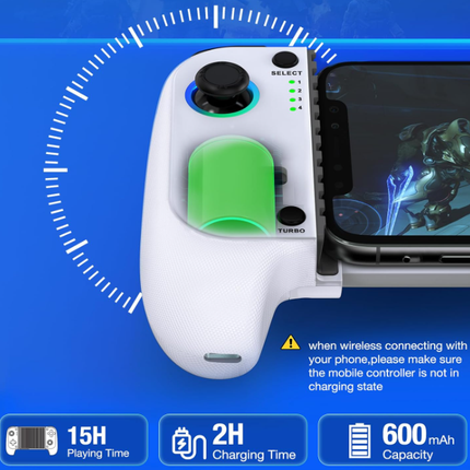Wireless mobile gaming controller for iPhone and Android, Bluetooth phone gamepad with Hall Effect joysticks