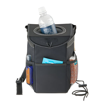 Car Trash Can with Lid, Leakproof Car Garbage Can 2 Gallon with 3 Storage Pockets, Waterproof Trash Can for Console