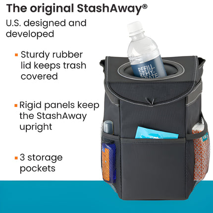 Car Trash Can with Lid, Leakproof Car Garbage Can 2 Gallon with 3 Storage Pockets