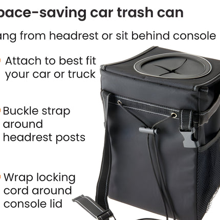 Car Trash Can with Lid, Waterproof Trash Can for Console