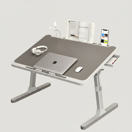 Adjustable Laptop Stand for Bed, Portable Laptop Desk with Storage Drawer, Foldable Bed Desk with Tilt Angle