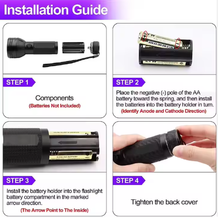 UV Flashlight Black Light, 51 LED 395nm Ultraviolet Blacklight Torch for Pet Urine Detection, Bed Bugs, Scorpions and Resin Curing