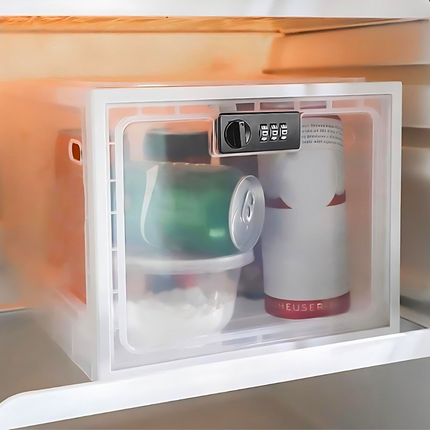 Heavy Duty Lockable Refrigerator Organizer Storage Bin, Fridge Organizer with Combination Lock Box, Medication Lock Box