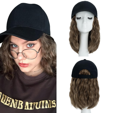 Synthetic Wig with Baseball Cap, Heat Resistant Wavy Hat Wig – image 8
