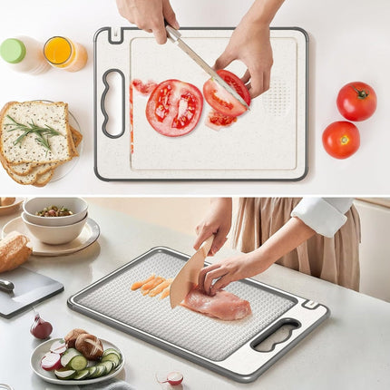 Cutting Boards Stainless Steel Double Sided, Non Slip Silicone Edge – image 5