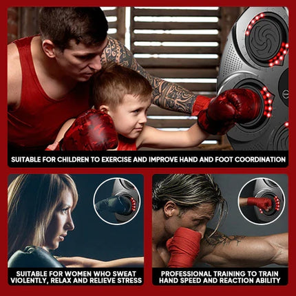 Wall Mounted Music Boxing Machine, Bluetooth Reaction Light Punching Trainer with Adjustable Speed and Modes, No Drill Home Setup