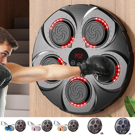 Wall Mounted Music Boxing Machine, Bluetooth Reaction Light Punching Trainer with Adjustable Speed and Modes, No Drill Home Setup