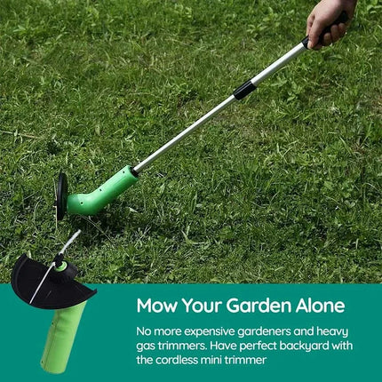 Weed Wacker Cordless Mini Weed Trimmer, Battery Powered Handheld Grass Edger with Extension Pole, Debris Shield and Zip Ties