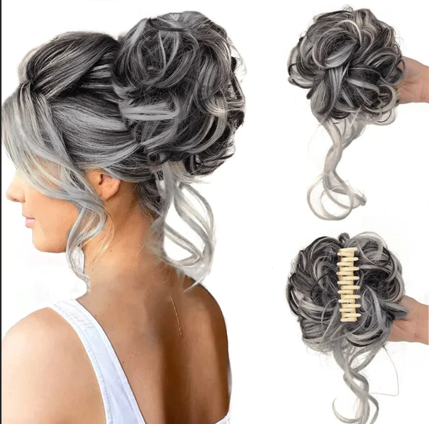 Tuzwa Curly Hair Bun Extension – Clip-In Synthetic Messy Bun Hairpiece, Natural-Look Volume, Multiple Colors