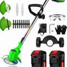 Battery Powered Grass Cutter Machine 24V, Cordless Weed Trimmer for Tall Grass, Lawn Edging Tool for Weeds around Trees