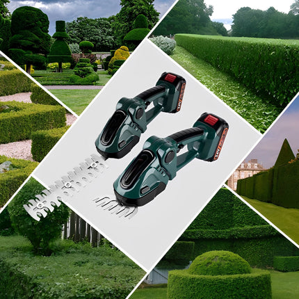 Cordless Hedge Trimmer with 2 Batteries, Shrub Trimmer, Grass Trimmer 2 in 1 for Lawn and Garden