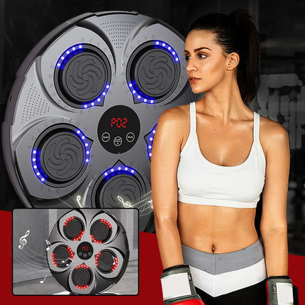 Wall Mounted Music Boxing Machine, Bluetooth Reaction Light Punching Trainer with Adjustable Speed and Modes, No Drill Home Setup