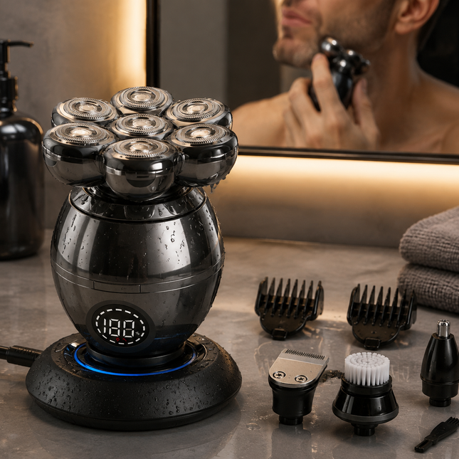 Electric Shavers for Men, Rotary Bald Head Shaver with 7D Floating Blade, Waterproof Head Shaver and Beard Trimmer Kit