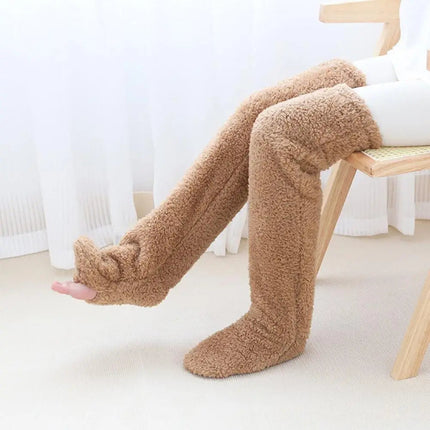 Long Warm Stockings with Fleece Lining, Cozy Socks for Winter
