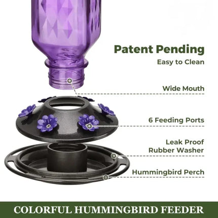 Hummingbird Feeder 24 oz, Hanging Bird Feeder with 6 Flower Feeding Ports – image 7