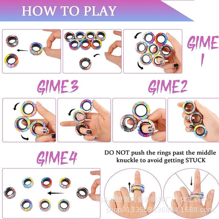 Fidget Rings Magnetic Spinner Set, Fidget Spinner Rings for Anxiety and Stress Relief