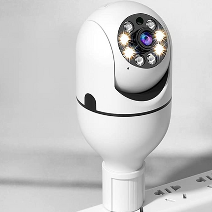 Wireless light bulb security camera, HD WiFi bulb cam with 355 degree pan, night vision and two-way audio