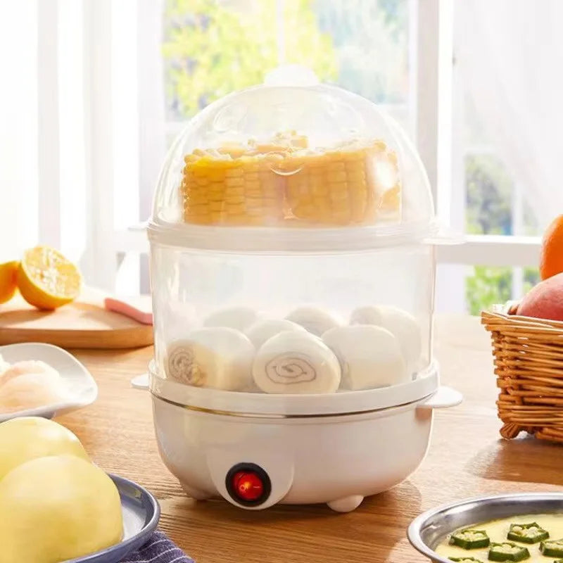 Tuzwa Electric Egg Cooker – Double Layer 350W Egg Steamer with 2-Tier Design for Eggs & Vegetables, 220V
