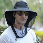Sun Hat with Neck Flap and Detachable Face Mask, Wide Brim Hat for Fishing and Hiking, Safari Hat with UV Protection