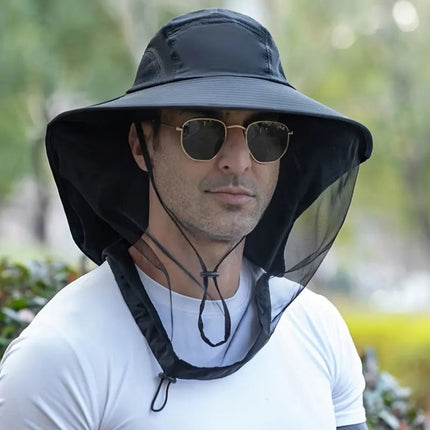 Sun Hat with Neck Flap and Detachable Face Mask, Wide Brim Hat for Fishing and Hiking, Safari Hat with UV Protection