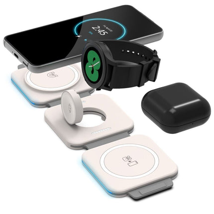 Phone Charger 3 in 1, Qi Wireless Charger Pad with Dual USB Port